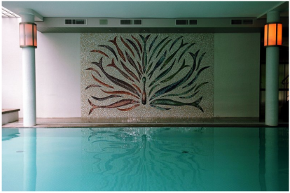 Wandmozaïek bij zwembad (2700 CM X 4100 CM)